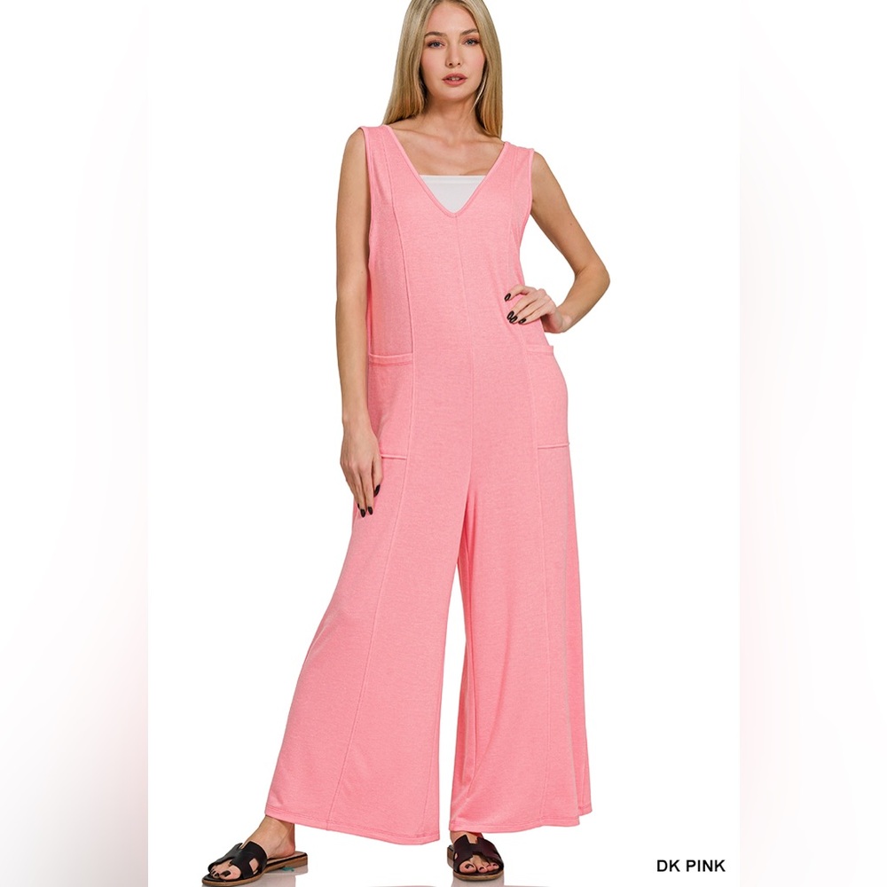 Elegant Dark Pink Sleeveless Jumpsuit